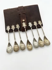 Vintage Dutch Souvenir Demitasse Spoons Set of 6 Alpacca 18 Silver Plate Holland