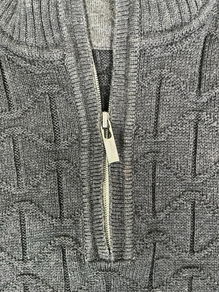 Tommy Bahama 1/4 Zip Sweater Men's Gray Long Sleeve Knit Cotton Size 3XLT - Image 4 of 4