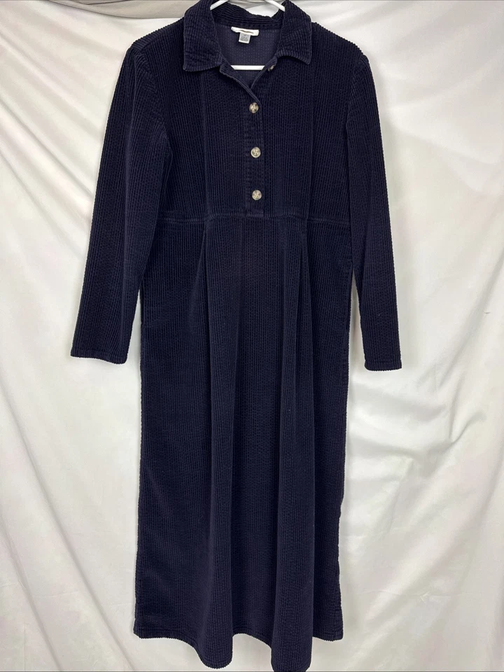 Talbots Womens 12 Long Corduroy Dress Maxi Classic Dark Blue Cottagecore - Image 2 of 4