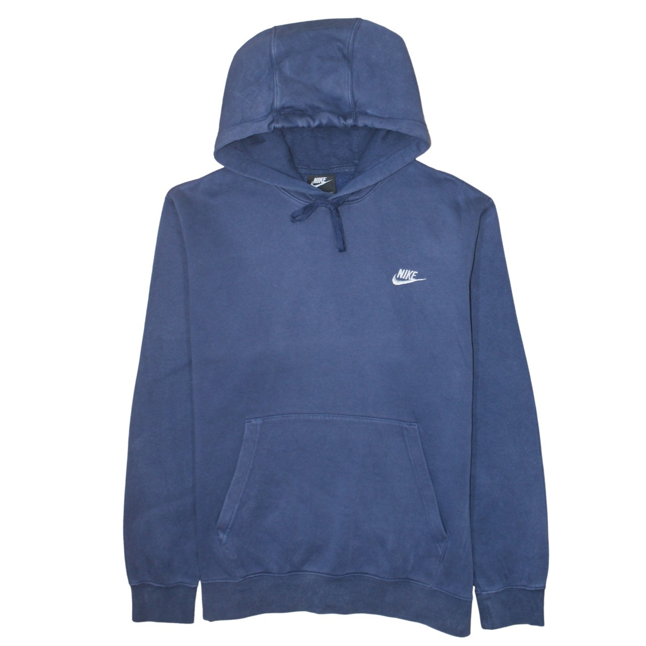 Nike Mens Hoodie Navy Blue Fleece Pullover Hooded Kangaroo Pocket Logo M Regular