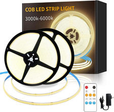 COB LED Strip Lights 100Ft,3000K DC 24V Dimmable Warm White Flexible LED Rope Li