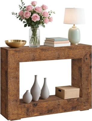 47'' Rustic Farmhouse Console Table w/Storage, Narrow Entryway, Behind Couch