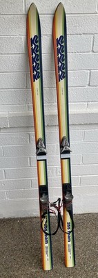 Vintage K2 255 Team Skis / Orange 5 Color Stripes W/ Salomon 444