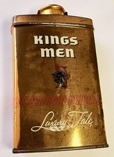  Vintage Kings Men Luxury Talc Classic Gold 2.5 oz. Full Tin Made In Chicago 