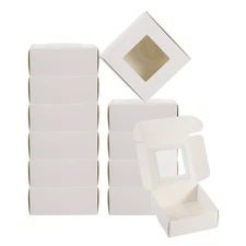 3.5"x3.5"x1.5" Paper Soap Box with Window, 30 Pack Soap Boxes Square, White
