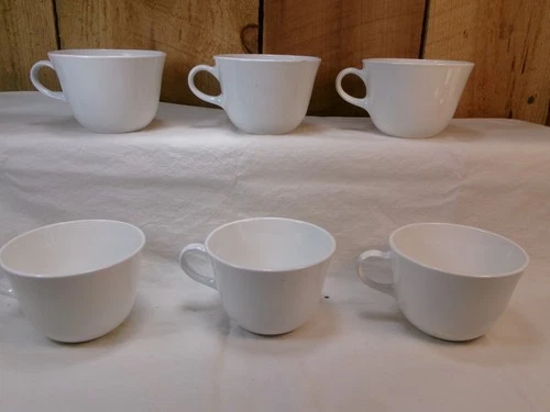 Lot of 6 Vintage Corelle by Corning 8 oz Winter Frost White Coffee Tea Cup Mugs