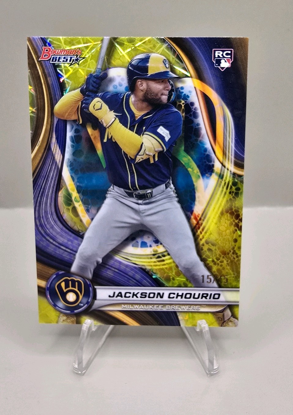 2024 BOWMAN'S BEST JACKSON CHOURIO YELLOW REFRACTOR TO /75 🔥