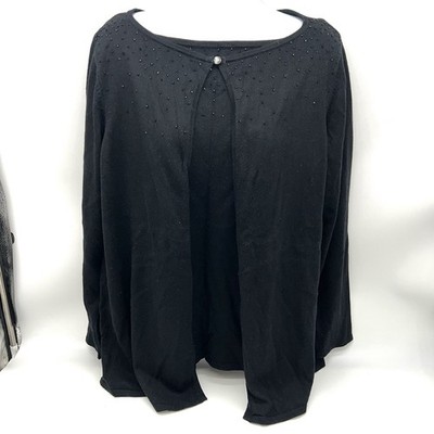Finity Naturals II Women s Tank/Cardigan Twin Set Black 100% Silk/Cashmere-Sz 1X