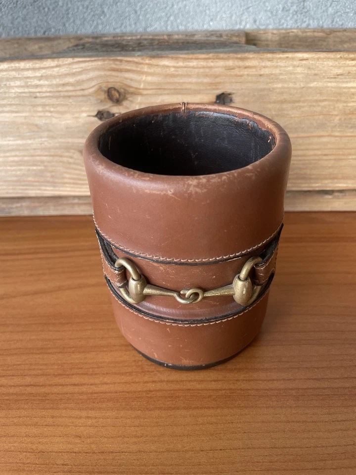 Portapenne Gucci vintage cuoio e ottone anni '60 - Immagine 4 di 4