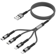Multi USB Cable 4 in 1 Fast Charger for iPhone Samsung Huawei Android