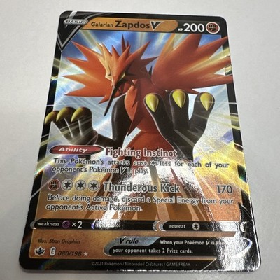 Galarian Zapdos V 080/198 Swsh06: Sword & Shield - Chilling Reign Holo Nm