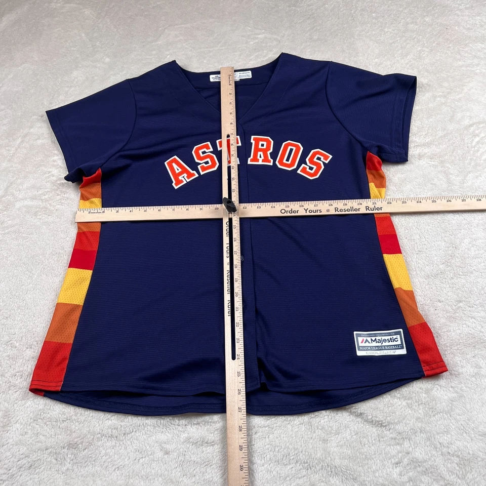 Camiseta Majestic Houston Astros Jose Altuve #27 para mujer 2XL azul marino naranja Coolbase Foto 3 de 4