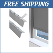 2-Piece PVC Window Edge Light Blockers - 58” Grey Blackout for Ultimate Privacy