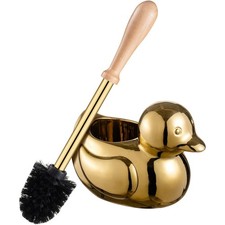 Gold Duck Brush and Holder Set,Non-Slip Handle Bowl Brush with Wooden  Stain...