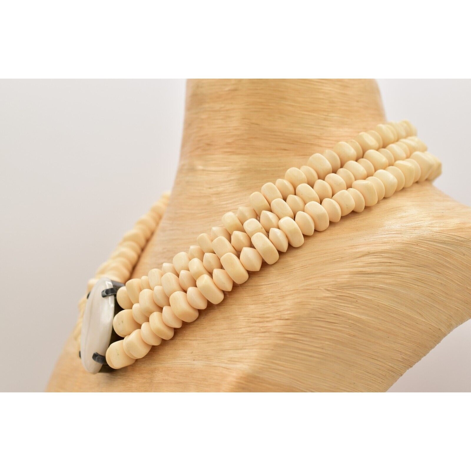 Statement Shell Necklace Clip Earrings Set Abalon… - image 11