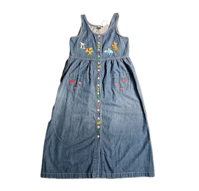 Vintage Disney Catalog Winnie Pooh Midi Denim Jumpsuit Dress Teacher School  Med | eBay