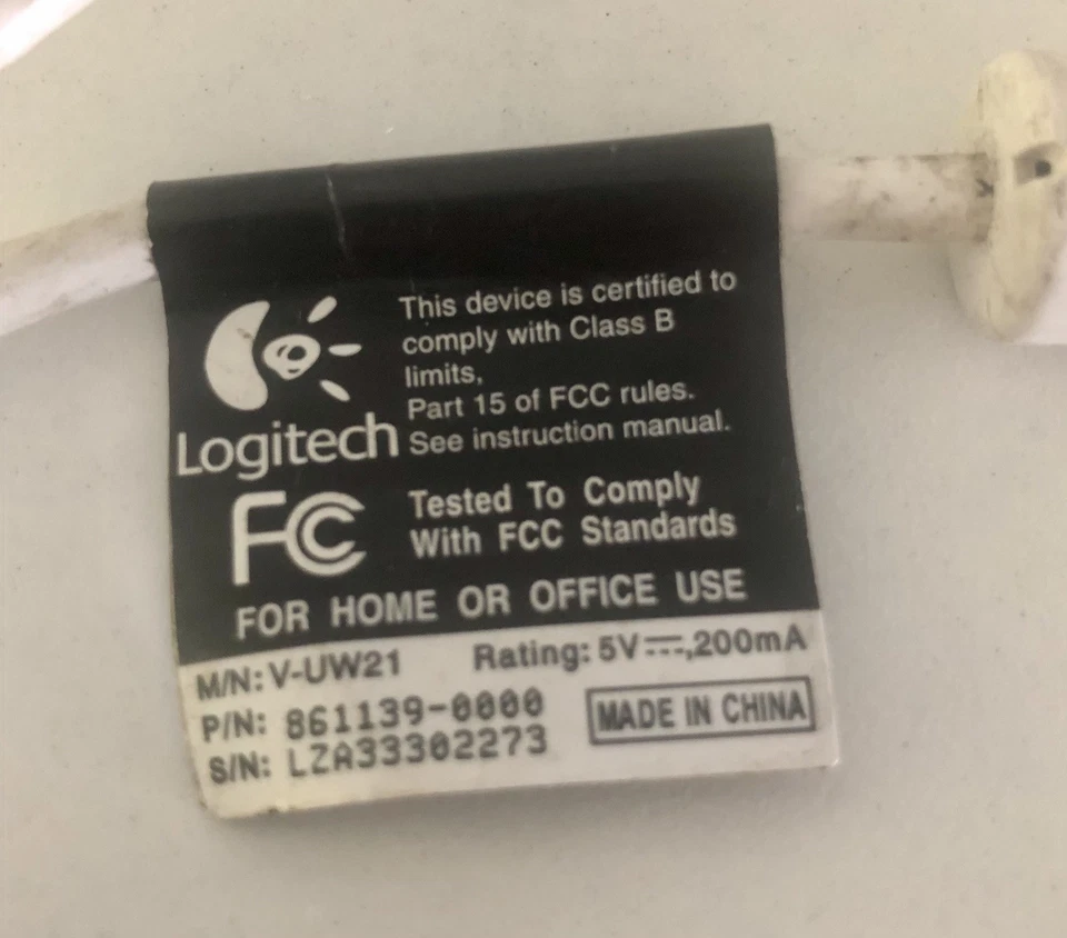 Logitech QuickCam Zoom USB Webcam V-UW21 Camera Laptop Computer Pc - Image 4 of 4