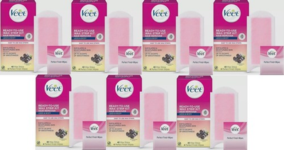 #ad 7 Veet Ready To Use Wax Strip Kits For Body Hair Removal 280 Strips Total $70.00