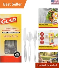 Clear Disposable Cutlery Set with Heavy Duty Plastic Forks, Knives, and Spoon...
