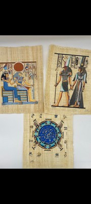 Wholesale set of 3 handpainted egyptian Papyrus, free shipping via USPS.