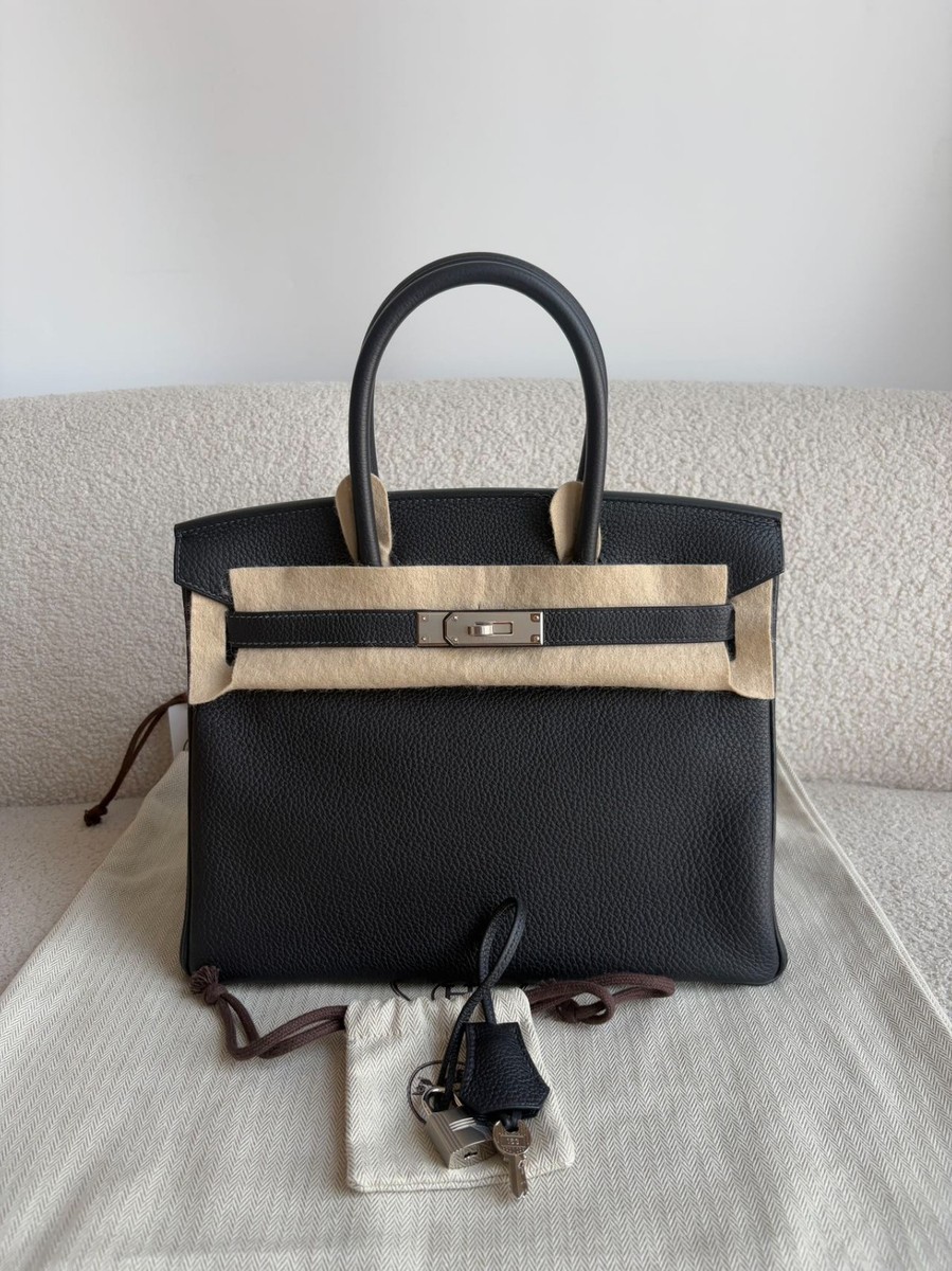 Hermes Birkin30 Handbag 3Y Caban Togo Palladium Hardware W Stamp