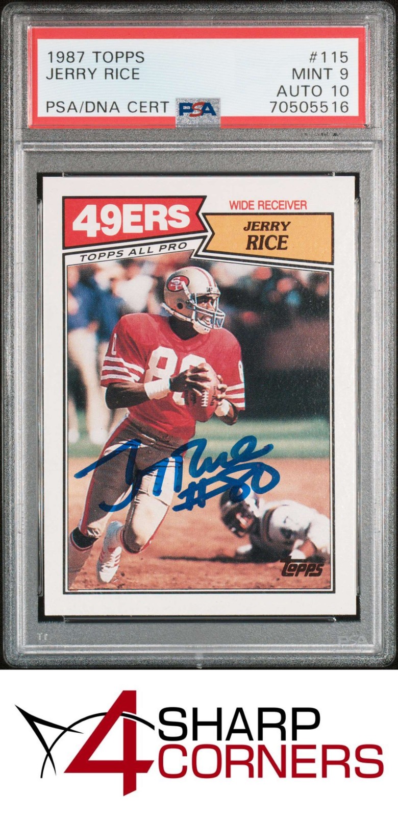 1987 TOPPS #115 JERRY RICE 49ERS HOF PSA 9 DNA AUTO 10