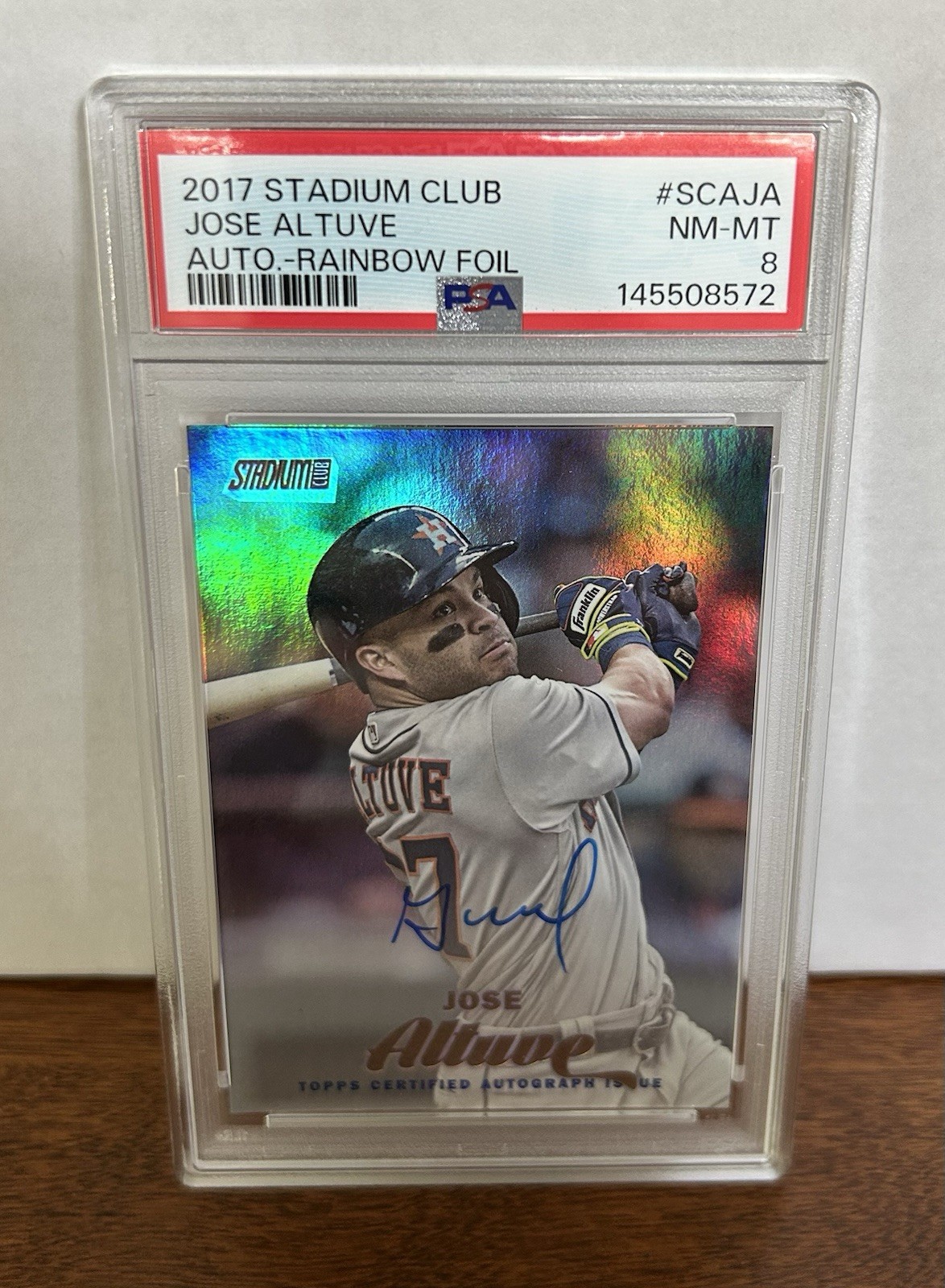 2017 Topps Stadium Club Jose Altuve Rainbow Foil /10 AUTO PSA 8 ASTROS