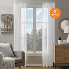 Voile White 38 In. W X 84 In. L Rod Pocket Sheer Curtains Set of 2