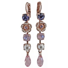 Mariana Romance Rose Gold Sun-Kissed Lavender Purple Floral Crystal Earrings