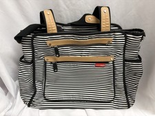 Skip Hop Black and White Striped Large Diaper Bag Tote Read Description