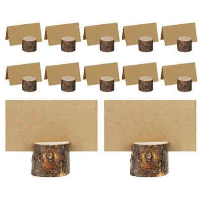 12 Sets Porte-notes En Bois Décoration De Table Fête Support Pour Bloc-notes - Photo 1/4