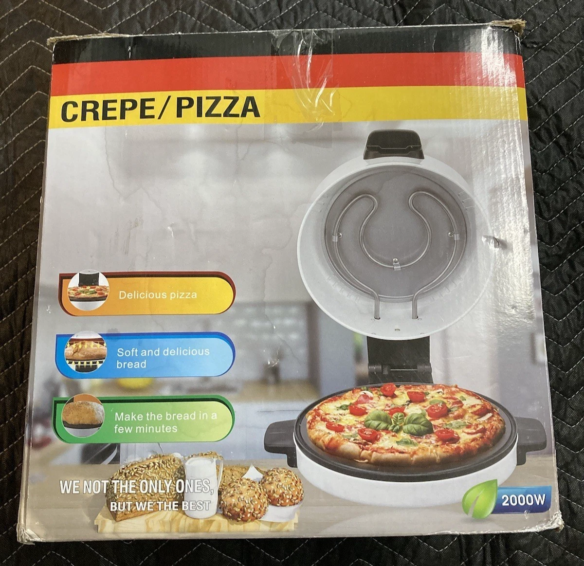 Electric Pizza/Crepe Oven 2000W 12" For Homemade Pizza