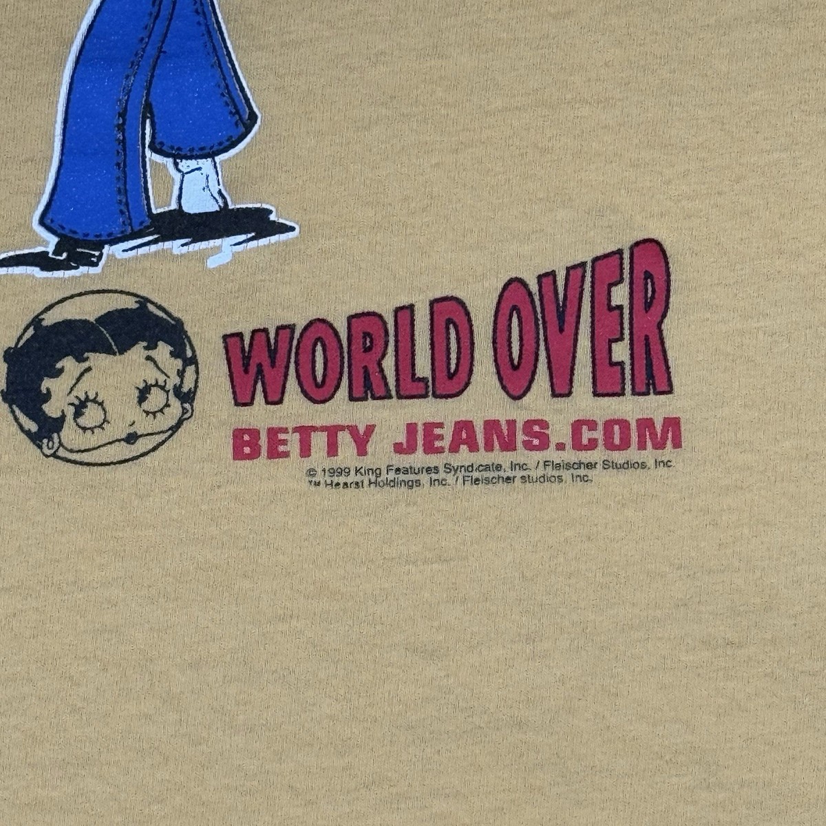 Vintage 90s-Y2K Betty Boop Know The World Over Betty Jeans Yellow