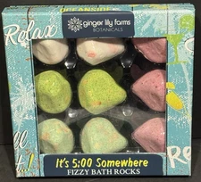 Fizzy Bath Rocks 9 piece Set It’s 5:00 Somewhere Ginger Lily Farms; bath bombs