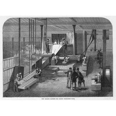 Neue Walzmaschine zur Herstellung von Hufeisennägeln - Antikdruck 1873