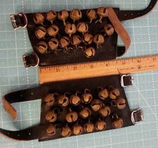 Leather Ankle Dancing Bells Brass tapered-Buckle strap pair Small/Teen