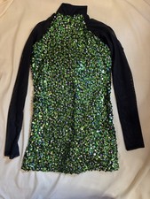 Weissman Green Sequin Long Sleeve Adult Dance Outfit RN64830