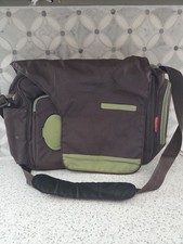 Fisher-Price Messenger Diaper Bag Brown Lime Green with Built-in Wipes Pocket