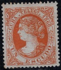 Caribbean 1868 Rubber Free 20% 1 E, Queen Isabella, Telegraphs