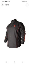 New Revco Black Stallion BSX BX9C Black FR Welding Jacket with Red Flames Sz M