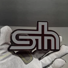 (2PC) "SH" JDM Emblems GRAY 3D Acrylic Fender/Grill/Tailgate Badges Racing