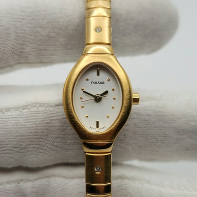 #ad Pulsar Ladies Vintage Gold Tone Quartz Dress Watch V811 X054 $69.99