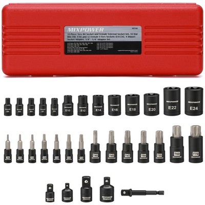 Professional Torx Bit Set, 14 Star + 13 E-Torx