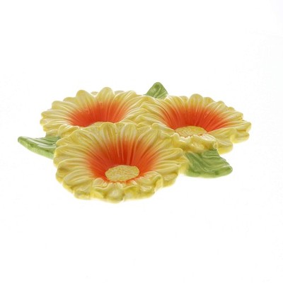 Servette Home Three Section Snack Dish Sunflower 6 x 1 inches,