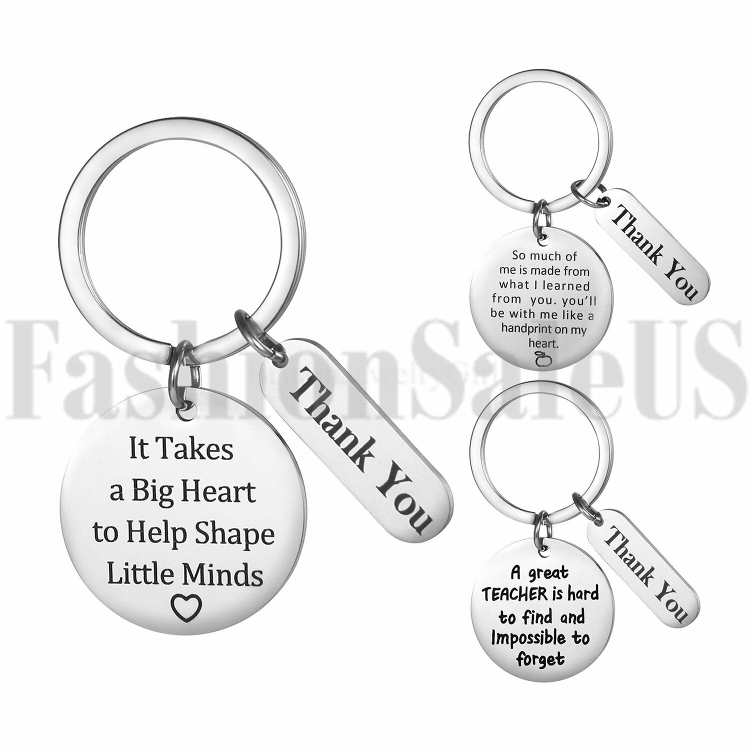 3pcs Stainless Steel Keychain "Thank You" Thanksgiving Teacher’s