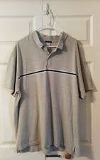 Old Navy Men's Polo Shirt Reg Fit Size XXL Gray w/Blue Stripe Short Sleeve Golf