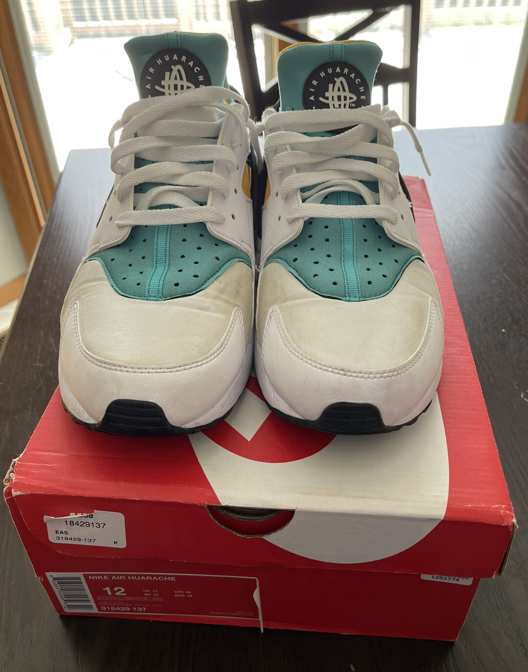 Size 12 Nike Air Huarache White Turquoise Gold 14 For Sale Online Ebay