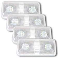 4X NEW RV LED 12v CEILING FIXTURE DOUBLE DOME LIGHT FOR CAMPER TRAILER RV MARINE
