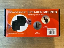2 Pack - Monoprice Speaker Mounts MB-20(E) Black - Holds Up To 10 Pounds - NEW