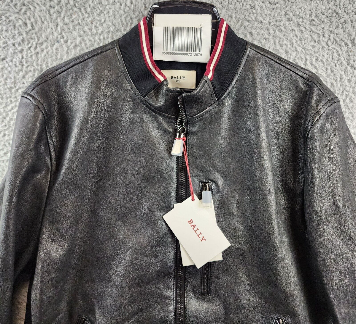 Bally Front Full Zip Leather Jacket Men's 38/M Black Long